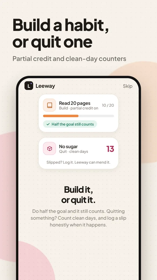 Leeway screen: Build or quit